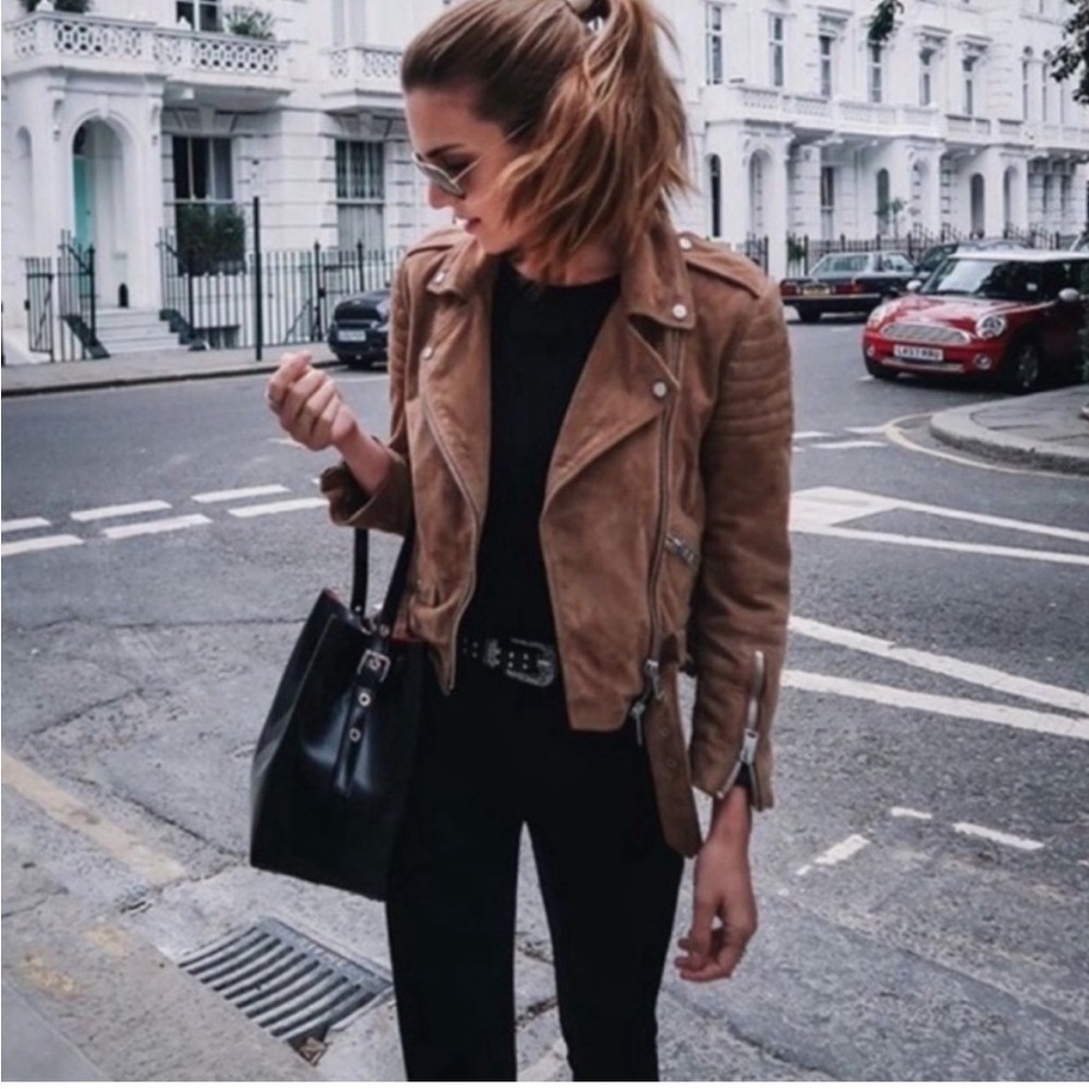All Saints Suede Leather Biker Moto Jacket